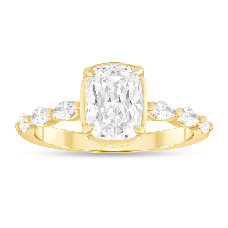 Elongated Cushion Lab Grown Diamond 2ctw. Shared Prong Engagement Ring in 14k Yellow Gold image number null